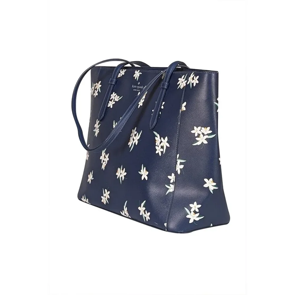 Kate Spade - Navy w/ White Floral Print Tote Bag
